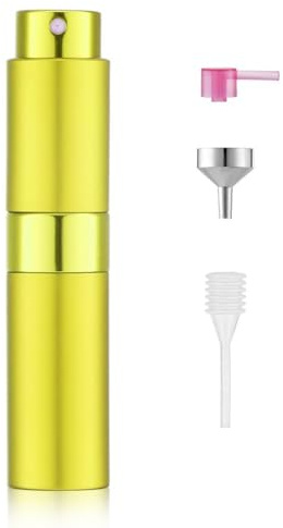 Toureal 8ml Vaporisateur Vide de Sac Rechargeable, Atomiseur Parfum, Recharge Spray Flacon de Parfum, Pulverisateur Voyage (Jaune)