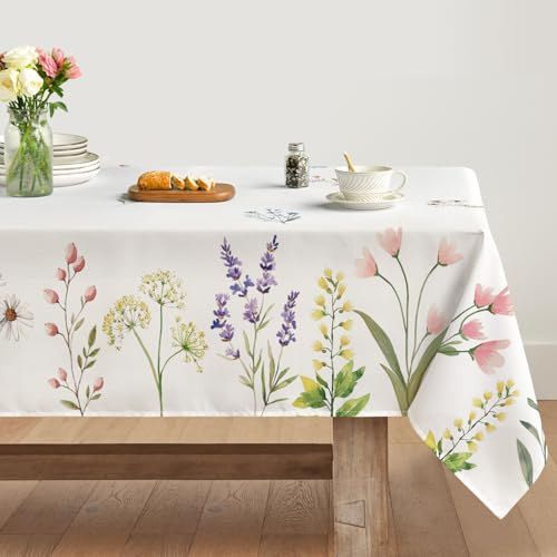 Artoid Mode Blumen Pflanzen Löwenzahn Frühling Tischdecke 140x200 cm, Saisonnal Sommer Fleckschutz Tischwäsche Küche Dekoration Party Dekor
