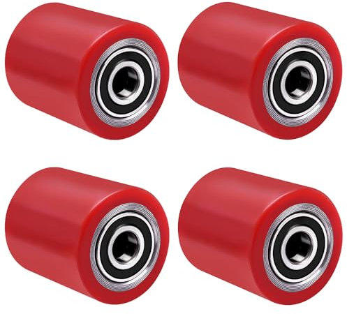 4 ruedas para transpaleta de poliuretano, 80 x 100 mm, eje de 20 mm, incluye rodamientos de bolas para carretilla, carga máxima 700 kg