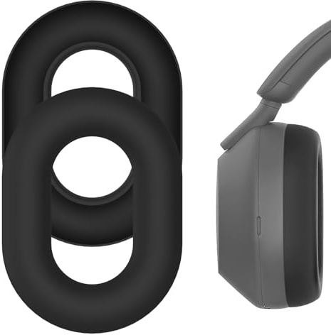 Copertura per auricolari in silicone Geekria, compatibile con Sony WH-1000XM5, cuffie wireless WH1000XM5, coperture per padiglioni/per cuscinetti auricolari, anti-sudore e facile da lavare (Nero)
