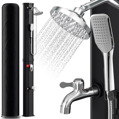 Joparri Douche Solaire avec douchette 60 l avec Capot de Protection et pommeau de Douche à 360 °, température réglable jusqu'à 60 °C, Pression d'eau 50 psi, Douche extérieure, pour Jardin, Camping