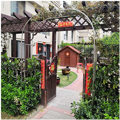 Arco de acero inoxidable para jardín, soporte para plantas, arco de boda, ancho de 1,8 m de alto, 2,4 m de profundidad, 40 cm, cenador de metal duradero para plantas trepadoras, tamaño 1,8 x 2,4 m