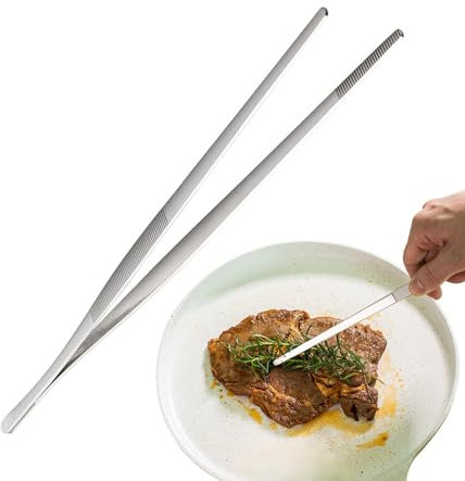 Ruwshuuk Pinzas Para Parrilla,Tenacillas De Acero Inoxidable Para Barbacoa - Agarrador Antideslizante Para Carnes, Pescados, Pastas, Buffet Y Uso En Horno