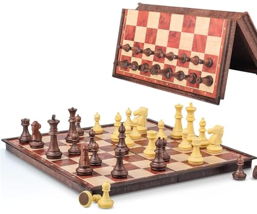 Jeu D'éChecs, Echiquier Magnetique, Jeu D'échecs de Voyage, Echec Pliable de Voyage, Portable Chess Board Echequier pour Enfants Adultes Fête Voyage (A)