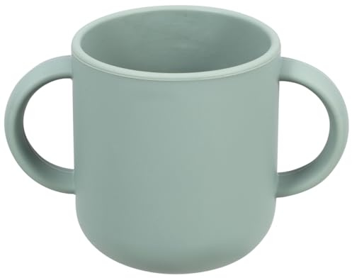 GARIOUANS Vaso De Aprendizaje Infantil De Silicona Con Asas Taza Antiderrame Para BebéS DiseñO a Prueba De CaíDas Color Verde Claro TamañO 13X7X7Cm