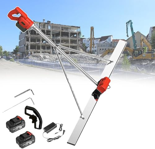 Kit di strumenti elettrici per la finitura del calcestruzzo - Massetto vibrante con motore, batterie e caricabatterie per la pulizia di pavimenti in cemento, colata di lastre, passerelle e vialetti