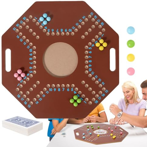 Manćała Board Game - Wood, Peg Board Beads Games, Multiplayer Jackaroo Table Games Set | Family Entertainment Pinball Style Strategy Play For Students Parents Friends