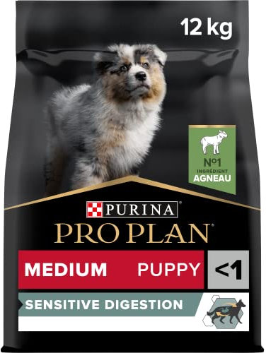 Pro Plan PURINA PRO PLAN Medium Puppy Sensitive Digestion, Welpenfutter trocken, reich an Lamm, 1er Pack (1 x 12 kg)