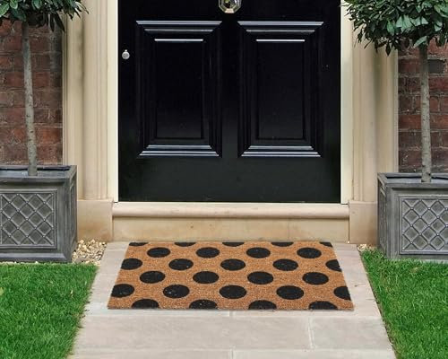 Coco & Coir Door Mat Indoor/Outdoor | Non Slip Abstract Design Entrance Welcome Mat (Polka Beauty 45cm x 75cm)