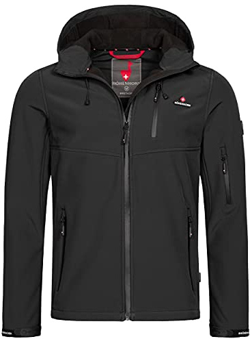 Höhenhorn Altus Softshell-jacka för män, utomhus, funktionell jacka, fritidsjacka, Svart bredhorn, S
