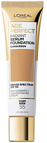 L'Oréal Paris Age Perfect Radiant Foundation Serum with SPF 50, Warm Beige, 1 Ounce