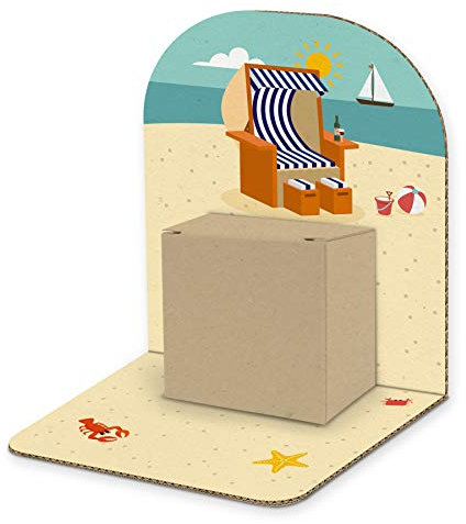 itenga Geldgeschenk Basic I Motiv Strandkorb I Mitbringsel I Gutschein I Geschenkverpackung zum Aufstellen inkl. Geschenkbox