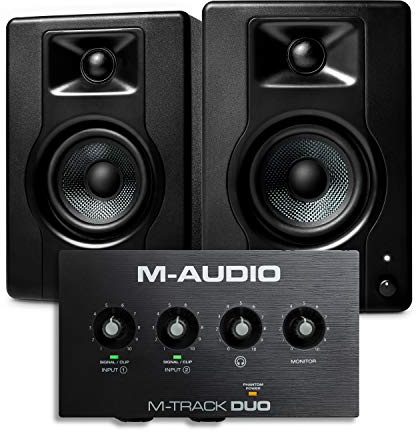 M-Audio Recording, Streaming and Podcasting Bundle – M-Track Duo USB Audio Interface and 120W BX3 Stereo Speakers, Software Suite Included