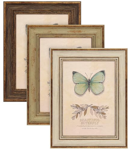 XUANLUO 3 Pack 5x7 Inch Farmhouse Rustic Picture Frame Sets Distressed Farmhouse Plastic Frame with HD plastic cover for Wall Mount or Tabletop Display (Multicolour, 5x7-3pcs)