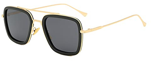 Long Keeper Retrò Occhiali Da Sole da Uomo Donna Stile Vintage Pilota Iron Man Occhiali da Sole Quadrati Classici in Metallo Unisex