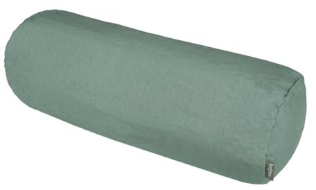 beties Leinen Nackenrollen Bezug ca. 15x40 cm 100% Leinen Stone-Washed Nackenkissen Bezug mit Reißverschluss (Natural-Mint)