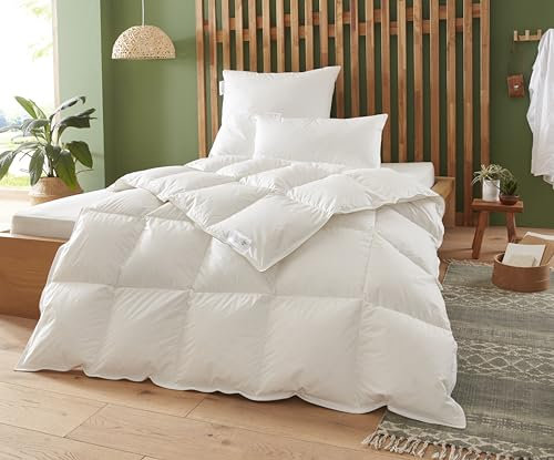 Badenia Trendline Eco Daunen-Kassettendecke medium mit 90% Daunen und 10% Federn der Klasse I , 135 x 200 cm, weiß, Öko- Tex Zertifiziert, produziert nach deutschem Qualitätsstandard