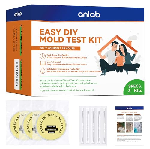 anlab™Formtestkit för hem – gör det själv själv för hemmadetektor | Testa HVAC-system | Hemytor | Testsats för inomhusluftkvalitet - identifieringsguide ingår – förseglad separat (artiklar med 9)