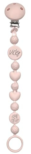 Portaciuccio, Portasucchietto IN SILICONE,Catenella portaciuccio personalizzata con nome BUBBLE BOROTALCO BABYJART,ULTRA LEGGERA,lavabile, sicura per il bambino,compatibile con ciuccio MAM e CHICCO!