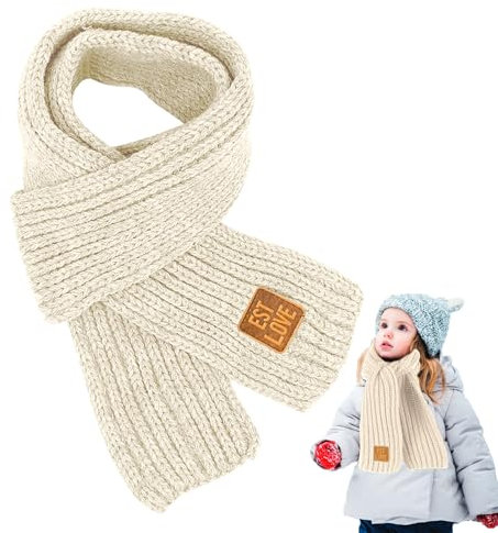 LXYYDS Gestrickter Kinderschal - Winter Strickschal für Mädchen und Jungen 2-10 Jahre, Baby Wollschal (White)