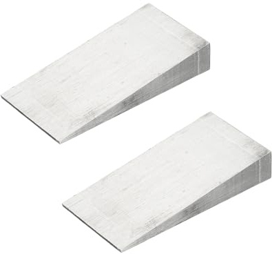 PATIKIL 2 Pcs Metal Wedge, 4.8x2.4x0.8 Inch Carbon Steel Wedge Shims Triangle Flange Beveled Washers Strong Durable for Pipe Fitting Welding Tool Factory Lathe Machine Tool, Silver Tone