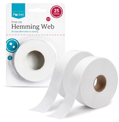 Lizzy 2pcs Iron On Hemming Web 25m No Sew Fabric Tape for Clothing Repairs Fusible Hem Tape for Trousers Curtains Dresses Easy Adhesive Hemming Roll for Quick Sewing Free Alterations