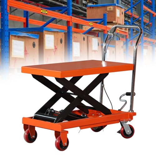 Carrello elevatore idraulico, carrello elevatore idraulico con 4 ruote, carrello idraulico elevabile, capacità 330 libbre, piattaforma 28 x 18, per movimentazione e trasporto di materiali Manual