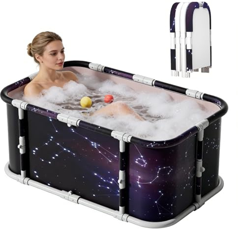 YYW Foldable Ice Bath Tub, Large Portable Soaking Bath Tub for Home Outdoors Gyms (Starry sky)