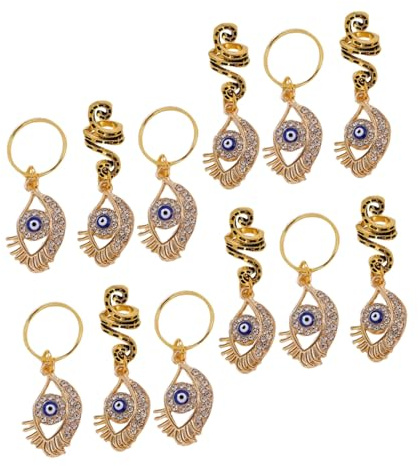 Gogogmee 12pcs Evil Eye Hair Braid Rings with Spiral Snake Design Lightweight Dreadlock Jewelry Accessories for Braids and Dreadlocks European Style Hair Pendants for Holiday Parties