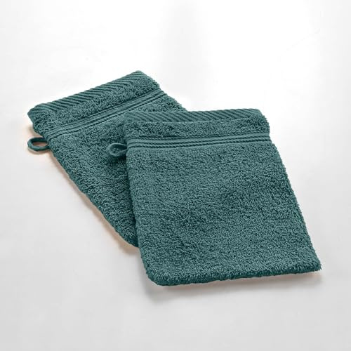 Suavidad de Interior, 2 Guantes de baño (15 x 21 cm) ternura tormenta, Esponja Lisa, 100% algodón