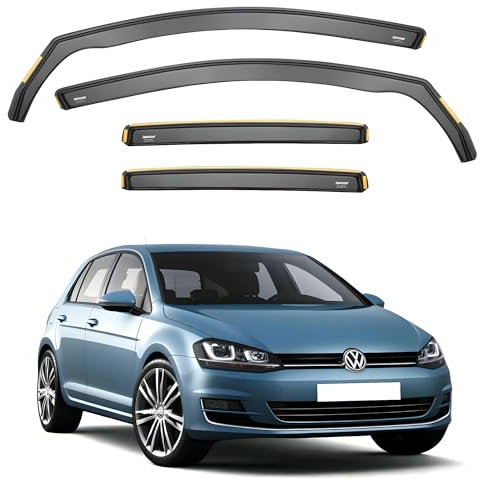 ISPEED Wind Deflectors For Volkswagen VW Golf MK7 2012-2020 5 Door Hatchback 4pc Set - Keep Your Car Ventilated in Rain - Reduce Wind Turbulence - Tinted In-Channel