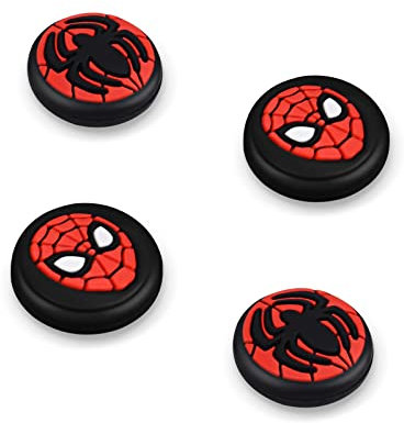 DLseego Thumb Grips Caps For Switch/Lite/OLED Joy Con Cool Movie Comic Hero Console Analog Joystick Protective Cover Cartoon Button Cap - Red and Black(4PCS)