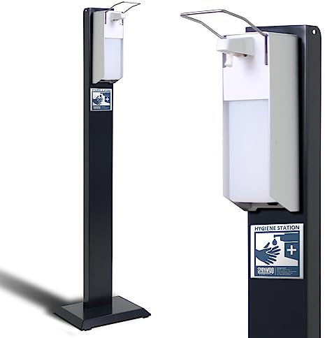 SWAVGO - Hygienestation mit Desinfektionsspender - Desinfektionssäule mit Sensor oder Manual - Desinfektionsstation für Innen & Außen (Manual 1000 ml)