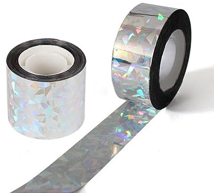 JOCXZI Ruban Repulsif pour Oiseaux,80m x 2,4cm Anti Pigeon Protection du Jardin et Lutte Contre Les Nuisibles, Bande Réflechissante Extérieur,pour Eloigner Corbeaux et Moineaux(2pcs)