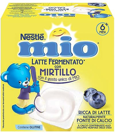 NESTLÉ MIO Merenda al Latte Fermentato Mirtillo, 4 Vasetti da 100g (400g)
