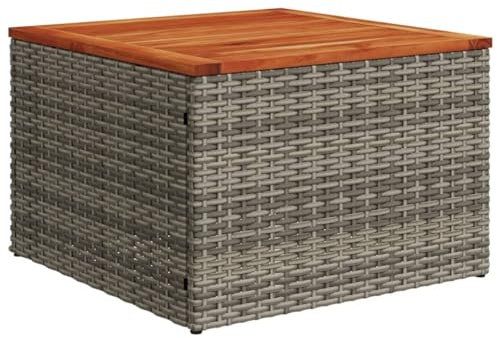 vidaXL Table de Jardin Gris 55x55x37 cm résine tressée et Bois Acacia