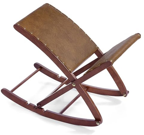 Maximex Beinschaukel, verwandelt Stuhl in gemütlichen Fernsehsessel, 3-Fach verstellbar, Massivholz-Gestell mit weichem Kunstleder-Polster, klappbar, 32x36cm