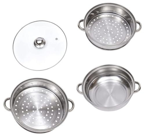 TOPBATHY Pentola Vaporiera Addensata a 3 Strati 28Cm per Cottura a Vapore di Verdure e Pollame Compatibile a Induzione per Cucina Domestica