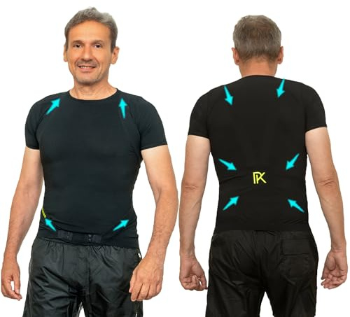 PERCKO - T-Shirt de Sport pour Homme - Technologie Brevetée - Soulage Le Mal de Dos - Manches Courtes - Col Rond - Noir - Taille L