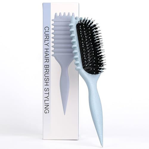 Cepillo de Pelo Rizado, Curl Hair Defining Brush, Cepillo Multifuncional para Rizos, Cepillo Pelo Cerdas Jabalí, forma y definir rizos, Unisex (C)