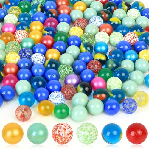 Jttxiu 170 Pcs Glass Marbles, Cat's Eye Marbles, Mixed Colors, 16mm/0.63 inch, Ideal for Handicraft, Home Decoration, Educational Aids, Fish Tank Filler