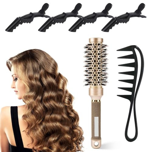 Srvauyea Spazzola Rotonda per Capelli, Spazzola per Capelli in Ceramica Rotonda, Pettine Antistatico Professionale per Capelli Spazzola, Spazzola Rotonda per Asciugatura per Capelli Delicati