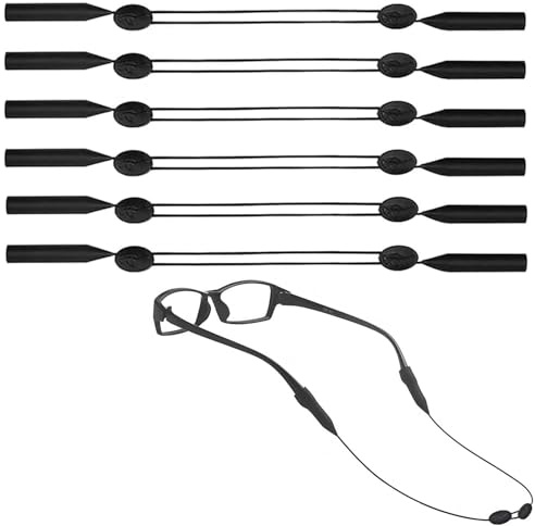 6 Pièces Sangle de Lunettes, Cordon Lunettes Réglable, Cordons à Lunettes de Sport, Cordons de Lunettes Antidérapant, Lunettes Chaîne Lanière, Attache Lunette Imperméable pour Hommes Femmes Enfants