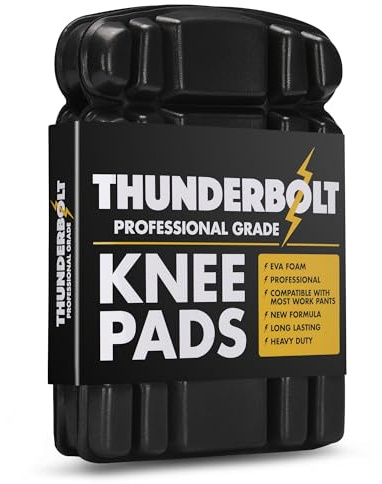 Thunderbolt Knee Pads for Work Inserts for Pants Trousers Workwear with Thick EVA Foam Cushioning (1, Black)