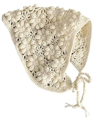 WEISUYUUS Vintage Crochet Baby Headwear Soft & Breathable Knitting Bandana Headscarf for Infants Girls Hollowed Out Design