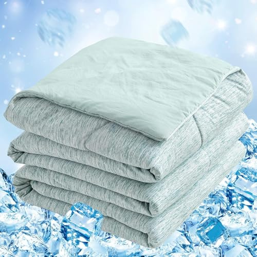 RUMBALUXY Coperta Rinfrescante, Q-Max >0,45 Coperta Estiva Matrimoniale, Leggera Traspirante, verde, 228x274CM