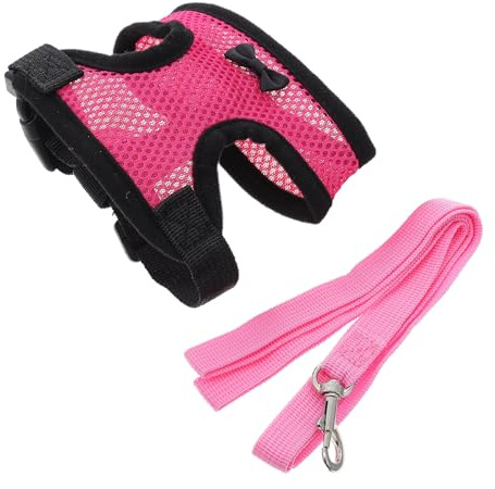 ANDRESLAD Harnais Poule Ajustable Respirant avec Laisse Gilet Confortable Anti-étranglement pour Poulets et Petits Volailles Tenue de Marche Sûre et Modèle Nœud Rose S