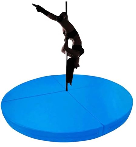 Pole Dance-matta, tjock rund hopfällbar säkerhetskudde för Striptease Bar 120 cm x 3 cm fallskyddsmatta för hemmagym, azu matta