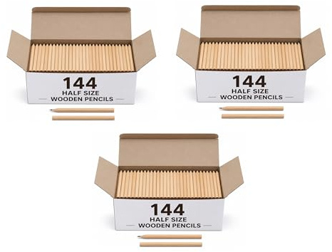 Evrite half size wooden mini hexagonal pocket pencils for golf scorecards, classrooms, offices, restaurants & kids,easy to sharpen - pack of 432 pencils