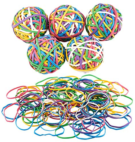 NBEADS 5 Rollen 600 Stück bunten Gummiband Ball, Elastische Dehnbare Gummibänder Schreibwarenhalter Elastische Bandschlaufen Gummiring für Haare Basteln Kunsthandwerk Dokument Bürobedarf Organisieren